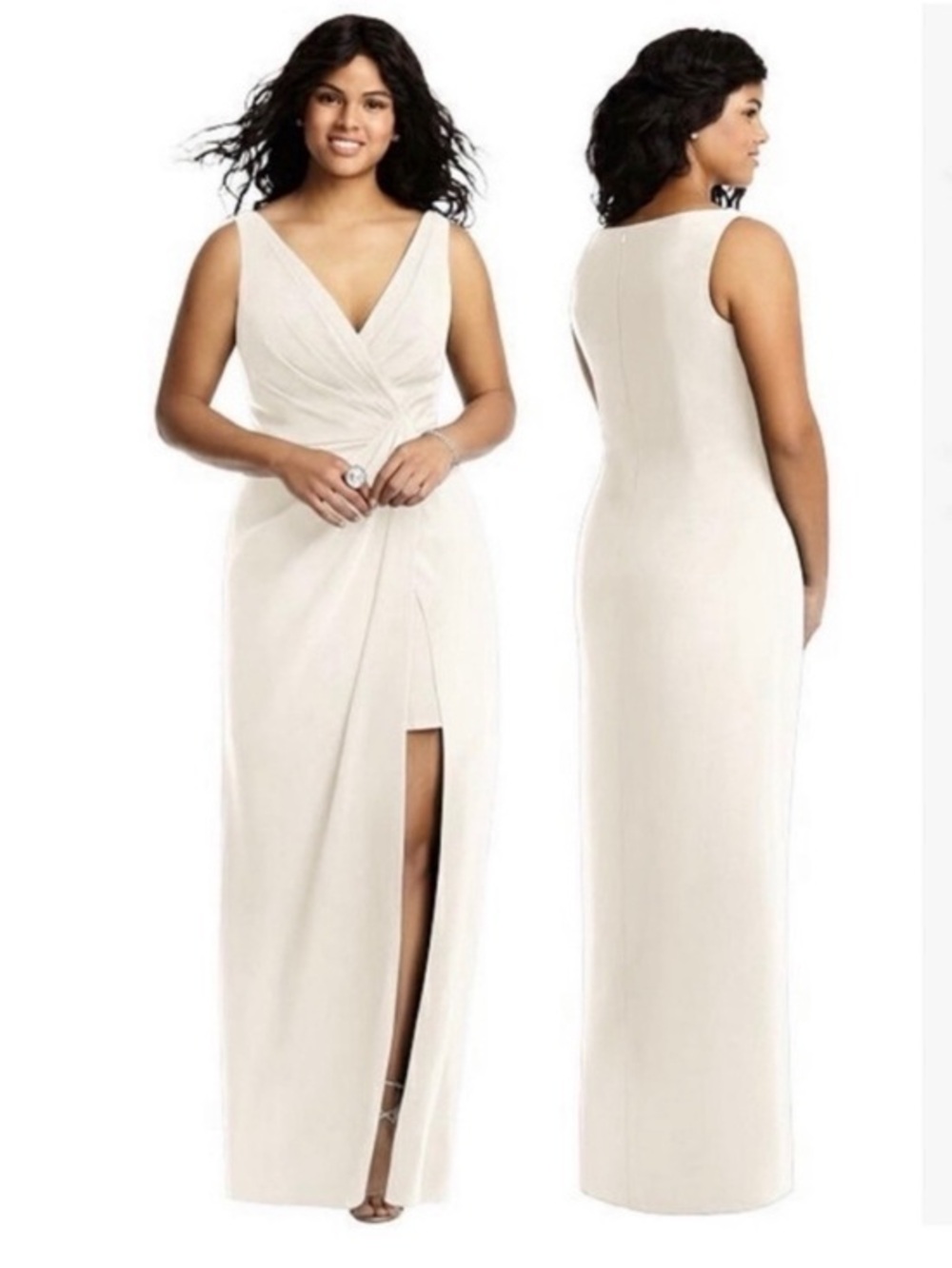 NWOT Jenny Packham Dessy Group Crepe Column Maxi Wedding Dress Draped Size 4